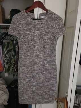 Calvin Klein Gray Tweed Short-Sleeve Sheath Dress